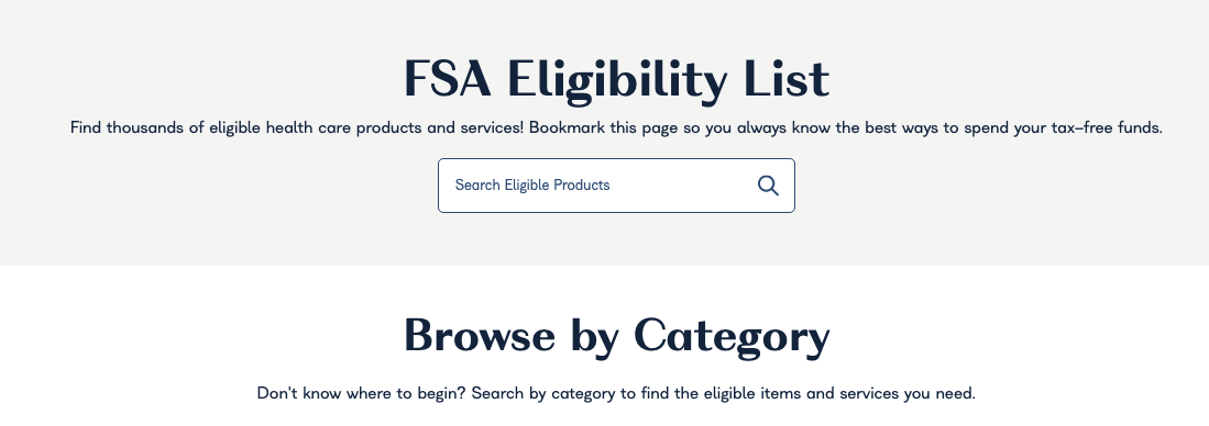 FSA eligibility list search bar