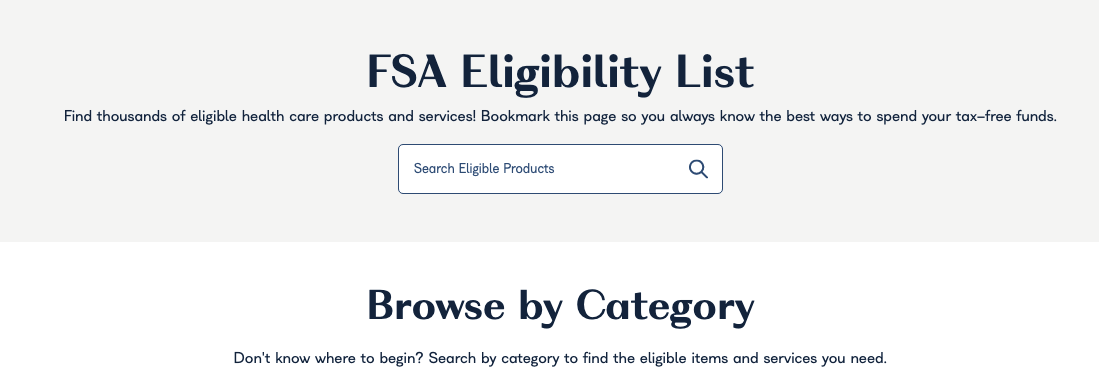 HSA Eligibility List, HSA Store