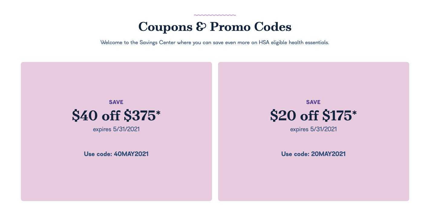 DC coupon and promo codes for HSA products