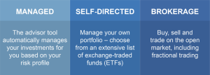 Chart showing managed, self-directed and brokerage breakdowns for investments