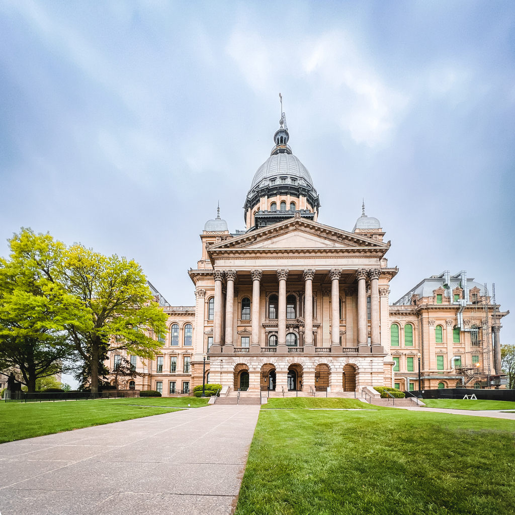 View of the Illinois State Capitol Building in Springfield, Illinois, USA