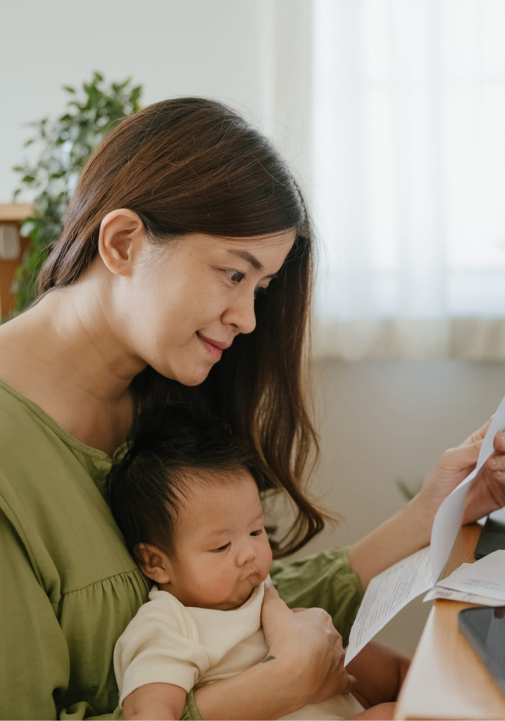 Woman holding a baby