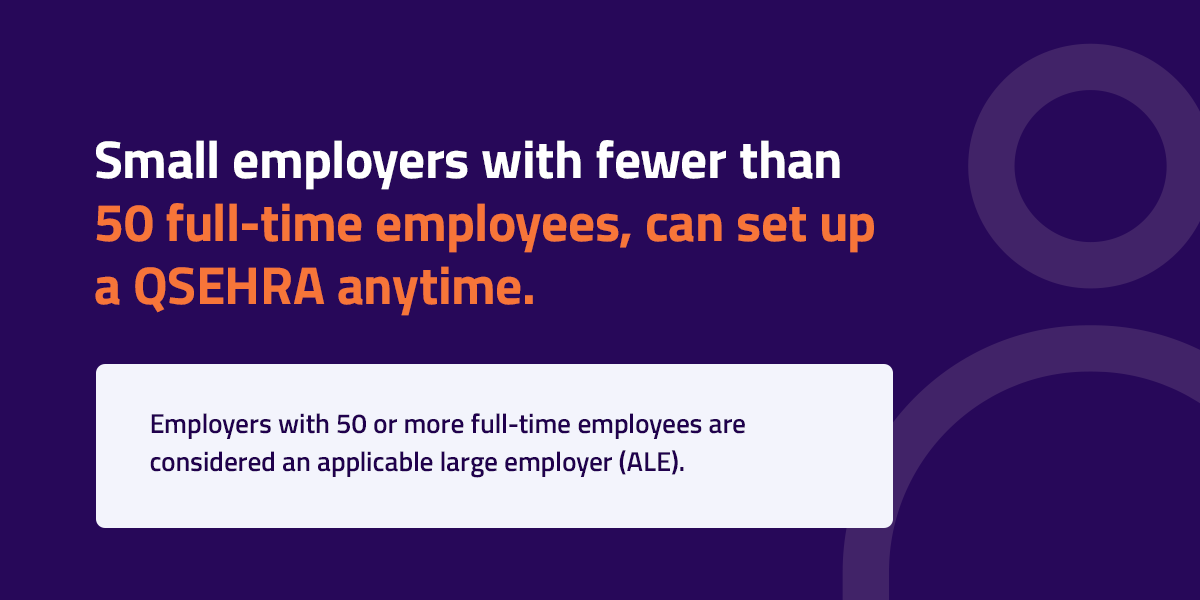 small employers with fewer than 50 full-time employees can set up a QSEHRA